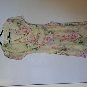 90's Sheri Martin New York Petites 14P lt green and pink leaves and flowers